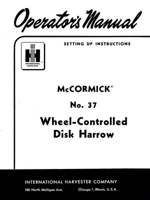 INTERNATIONAL McCormick 37 Disk Harrow Operators Manual