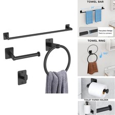 KLJKPA Matte Black Bathroom Accessories Set 4 Pieces 24 inch Towel Bar Hooks TP