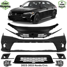 Front Bumper Cover Paintable & Grille Assembly Kit For 2022-2023 Honda Civic