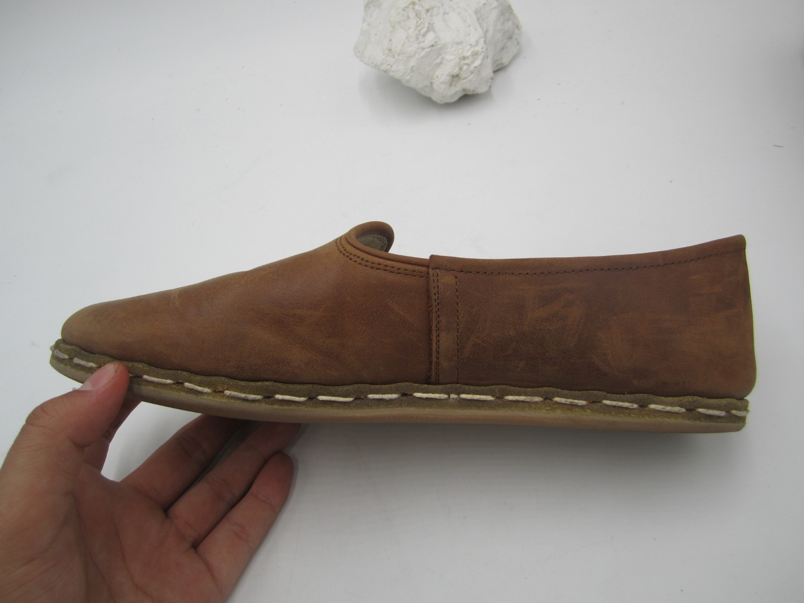 Sabah Brown Leather Slip On Flat Loafer Women Size 42/10