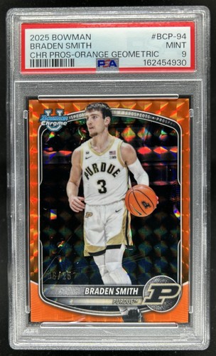 2025-26 Bowman Braden Smith Chrome Prospects Orange Geometric #/25 PSA 9
