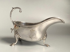 Antique c1816 Old Sheffield Plate IV Regiment Royal Crest Sauce Boat Hoof Foot