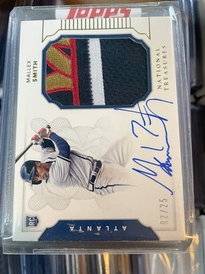 2016 Mallex Smith National Treasures RPA BRAVES TOMAHAWK PATCH GOLD AUTO RC #/25