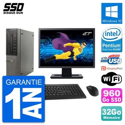 PC Dell Optiplex 990 DT Bildschirm 27 '' Intel G630 RAM 32Go SSD 960Go Windows 10