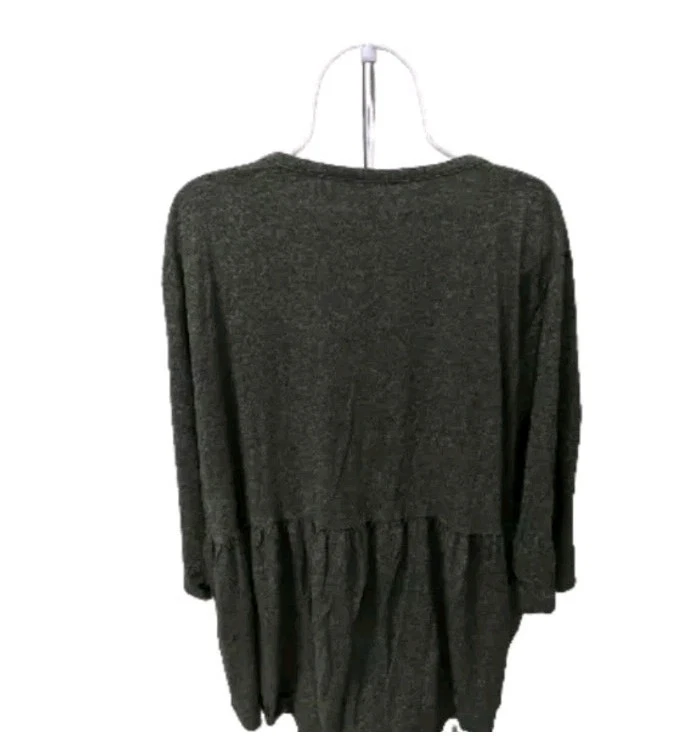 Camisa St Johns Bay Henley para mujer 3X Babydoll manga 2/4 camiseta verde #wt1 Foto 4 de 4