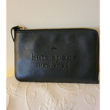 Kate Spade New York Black Wristlet Wallet Zipper Logo Credit Card Folding