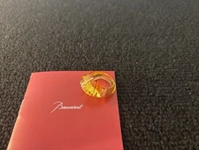 Yellow Shell Ring Gold Trim Crystal From Baccarat Size: 53