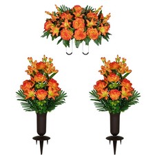 Artificial Flowers - Sunrise Gladiolus Roses  Lilies Saddle, Bouquet  Vase