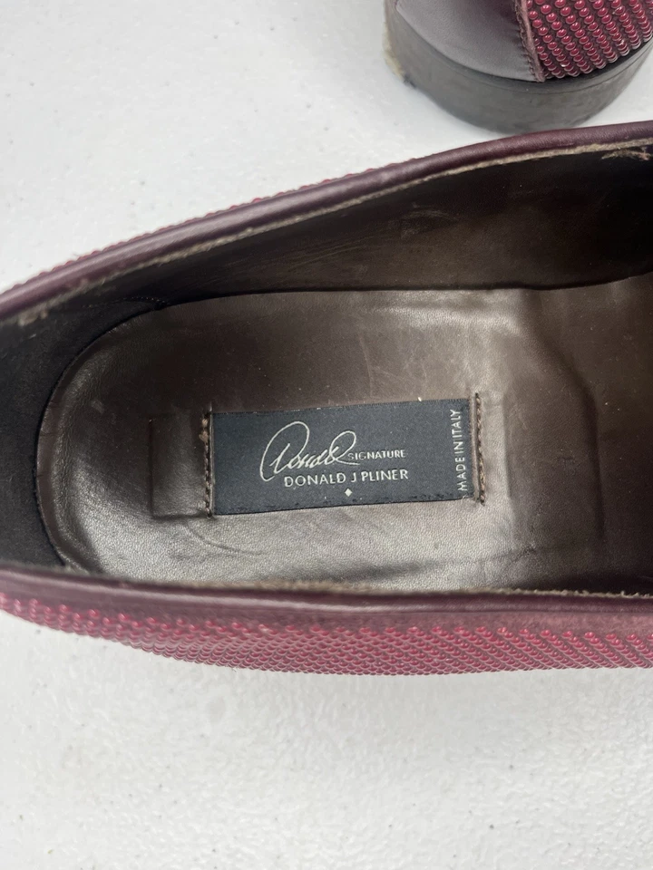 Мокасины Donald J Pliner фирменные стеклянные с бисером сделано в Италии мужские 9 М бархатно-красные - Изображение 4 из 4