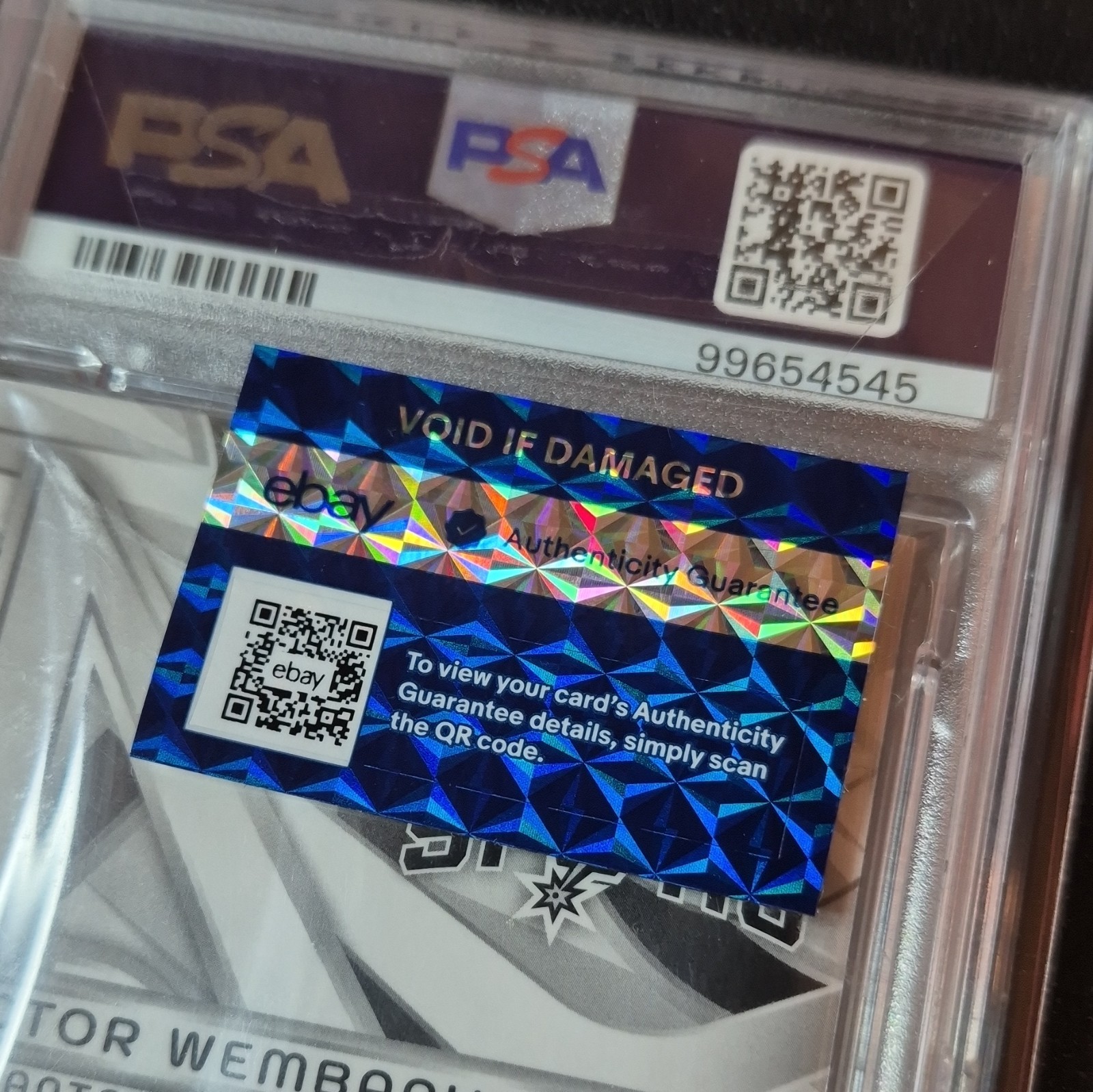 Panini Spectra 2023-24 Victor Wembanyama RC Aspiring Patches #ASP-VIC /99 PSA 9 view 5