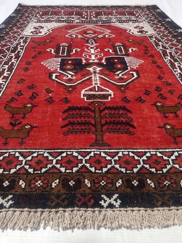 Authentic Hand Knotted Afghan Balouch Wool Area Rug 124x86cms