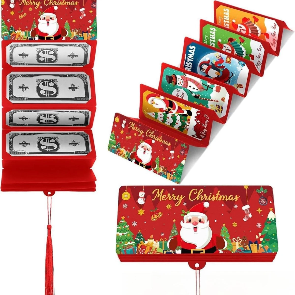 3 Pcs Christmas Money Gift Card Holder – 10 Slot with Tassel