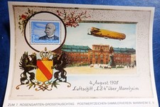 Vignettenblock Zeppelin Luftschiff LZ 4 über Rosengarten Mannheim 1908 Luftpost