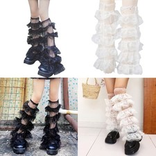 Women Ruffle Lace Leg Warmer Sweet Thigh Highs Leg Socks Princesses Leg Sleeves