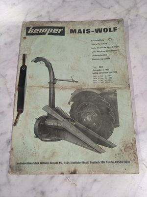 #ad #ad KEMPER MAIS WOLF SPARE SERVICE PARTS LIST BOOK MANUAL CATALOG MW E 7106 505 $23.63