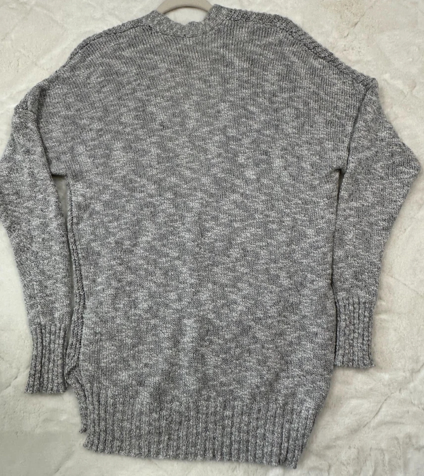 Hollister Cardigan Sweater Gray M/L Button Front Marled Knit Pockets Cozy - Image 2 of 4