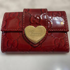 GUCCI GG Canvas Lovely Heart Red KeyCase Used From Japan