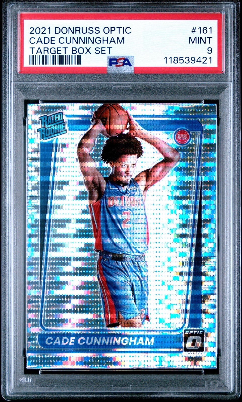 CADE CUNNINGHAM PSA 9 2021-22 DONRUSS OPTIC #161 ROOKIE TARGET BOX SET PRIZM RC