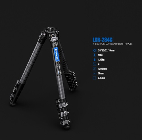 Leofoto LSR-284C Tripod Light Weight Carbon Fiber Flip Lock for Camera - Picture 3 of 13