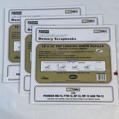 Lot 3 Pks Pioneer Refill RMW-5 5 Sheets Ea 12x12 Top Loading Page Protectors