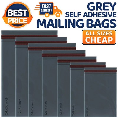 Graue Versandtaschen stark Poly Post Post Post Selbstversiegelnd Alle Größen Taschen