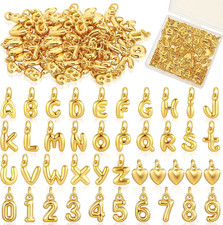 Gold Bubble Letter Charms A-Z Alphabet