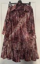 PER UNA pink velvet tiered skirt and matching v neck top set sz.12