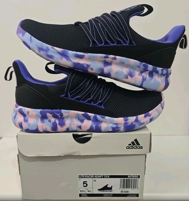 Adidas Lite Racer Adapt 7.0 K Black Pink Blue Shoes IH7850 Youth Girl's Size 5