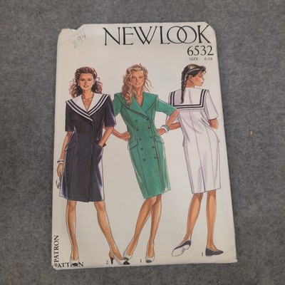 New Look 6532 Sewing Pattern Misses Double Breasted Sailor Dress Size 6-18 VG
