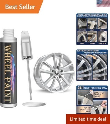 Chrome Wheel Touch Up Paint Pen - 1 fl oz Light Silver Enamel Repair Solution