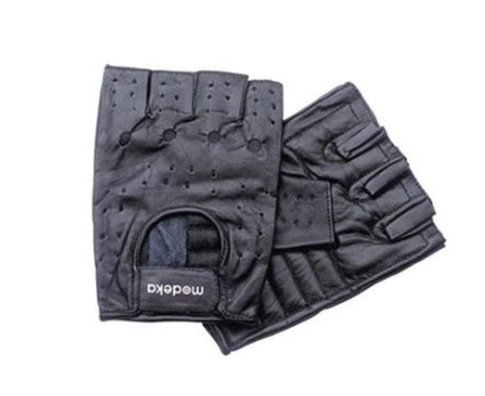 Gants sans doigts Modeka Highway noir XXL en cuir de vachette premium pour moto