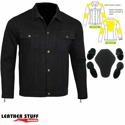 Motorcycle Denim Jacket lined with DuPont  KEVLAR  Aramid Fibre with CE Armour 