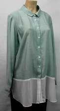 Styled By Joe Zee Women's Button Down Shirt Top Blouse Mint Size M