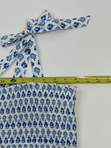 J Crew Factory gesmoktes Tanktop Damen XL blau Blumen ärmellos Bindeakzent neu mit Etikett - Bild 3 von 8