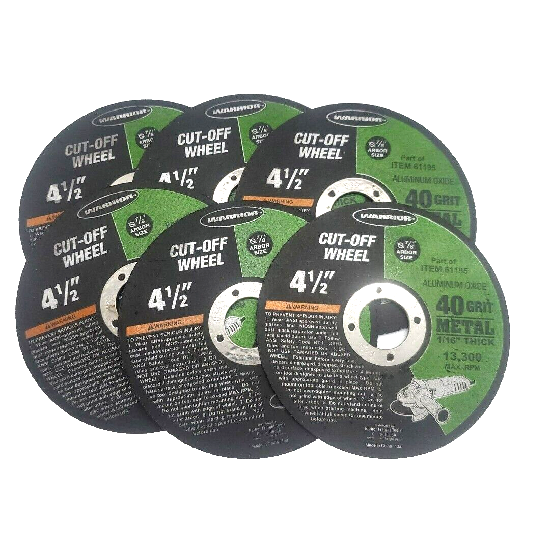 LOT OF 6: WARRIOR 4-1/2 in. x 1/16 in. x 7/8 in. Type 01/41 METAL CUT ...
