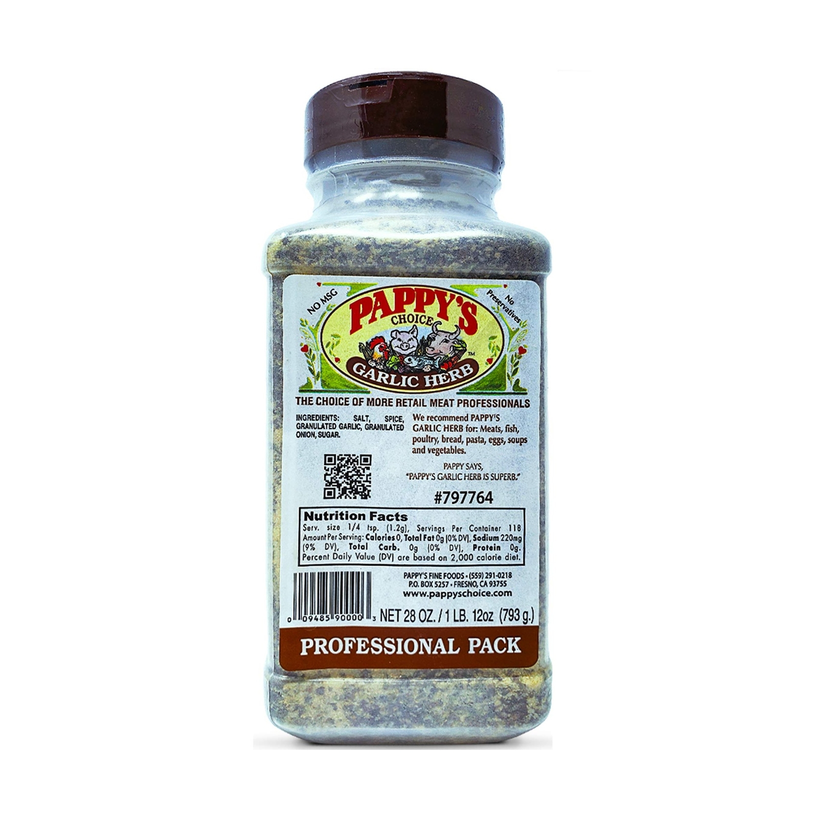 Pappy's Garlic Herb Seasoning (28 Oz Professional Pack) for sale online