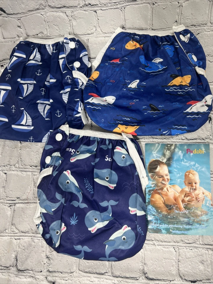 Baby Swim Diaper Size L NEW Whale Shark Sailboat Blue [pedobi] - Image 2 of 4