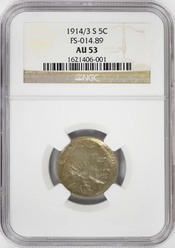 1914/3 S 5C Buffalo Nickel FS-014.89 NGC AU53