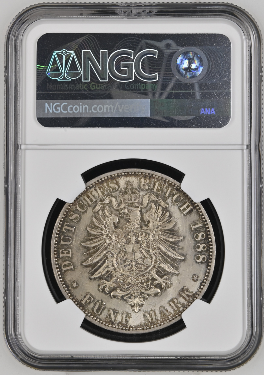 1888 A Germany 5 Mark Prussia Friedrich III MS 65, Dr. Max
