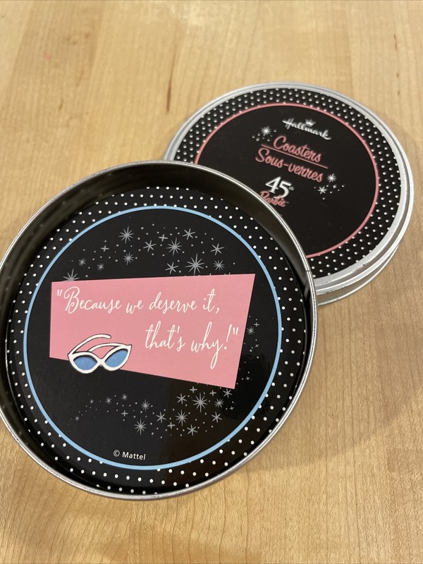 RARE!! NWT HALLMARK BARBIE 45 th Anniversary Coasters. Set of 6.