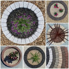 garden bricks ring surrounding fountain circle tree flower lawn grass edging