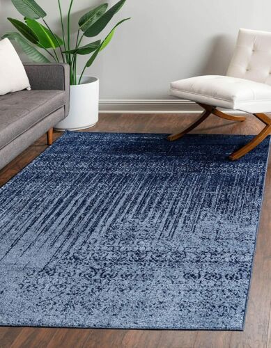 5 x 8 ft New Area Rug Navy Blue H Home Decorative Art Soft Carpet Collectible - Foto 1 di 5