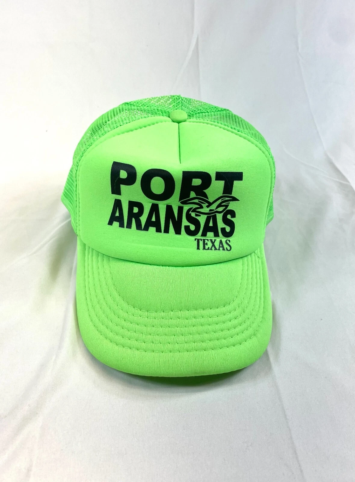 Port Aransas Trucker Hat Snapback Cap Mesh Back Neon Green Adjustable Breathable
