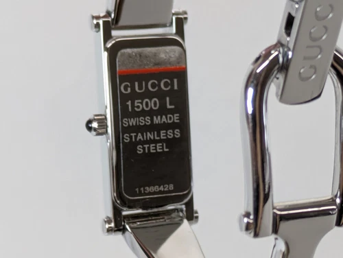 GUCCI 1500L Watch Silver Pink Shell Dial Women’s Bangle Wrist Watch 5.5-16cm - Picture 10 of 24