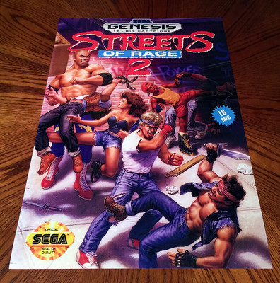 Streets Of Rage 2 Sega Genesis box case art retro video game 24'' poster print