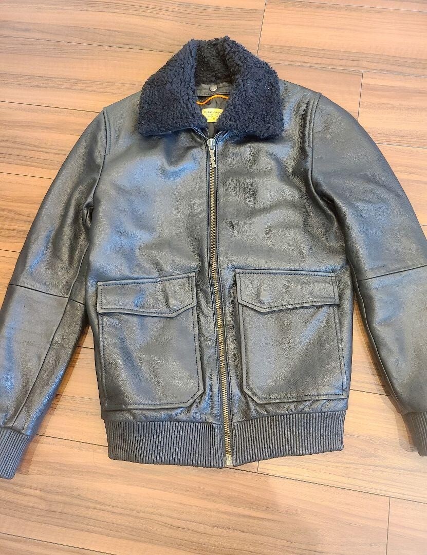 Nudie Jeans Tjalle Leather Pile Jacket Black XS Removable Fur