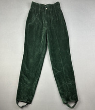 Bogner Stirrup Pants Womens 10 Long Green Velvet High Waisted Tapered USA Made