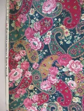 Rare Joan Kessler Concord Fabric Floral Paisley Flower  VTG   SBTY X44" W    NEW