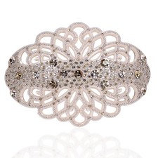 LG Victorian Austrian Rhinestone Crystal Hair Clip Barrette Ponytail C7841 Ivory