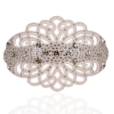 LG Victorian Austrian Rhinestone Crystal Hair Clip Barrette Ponytail C7841 Ivory